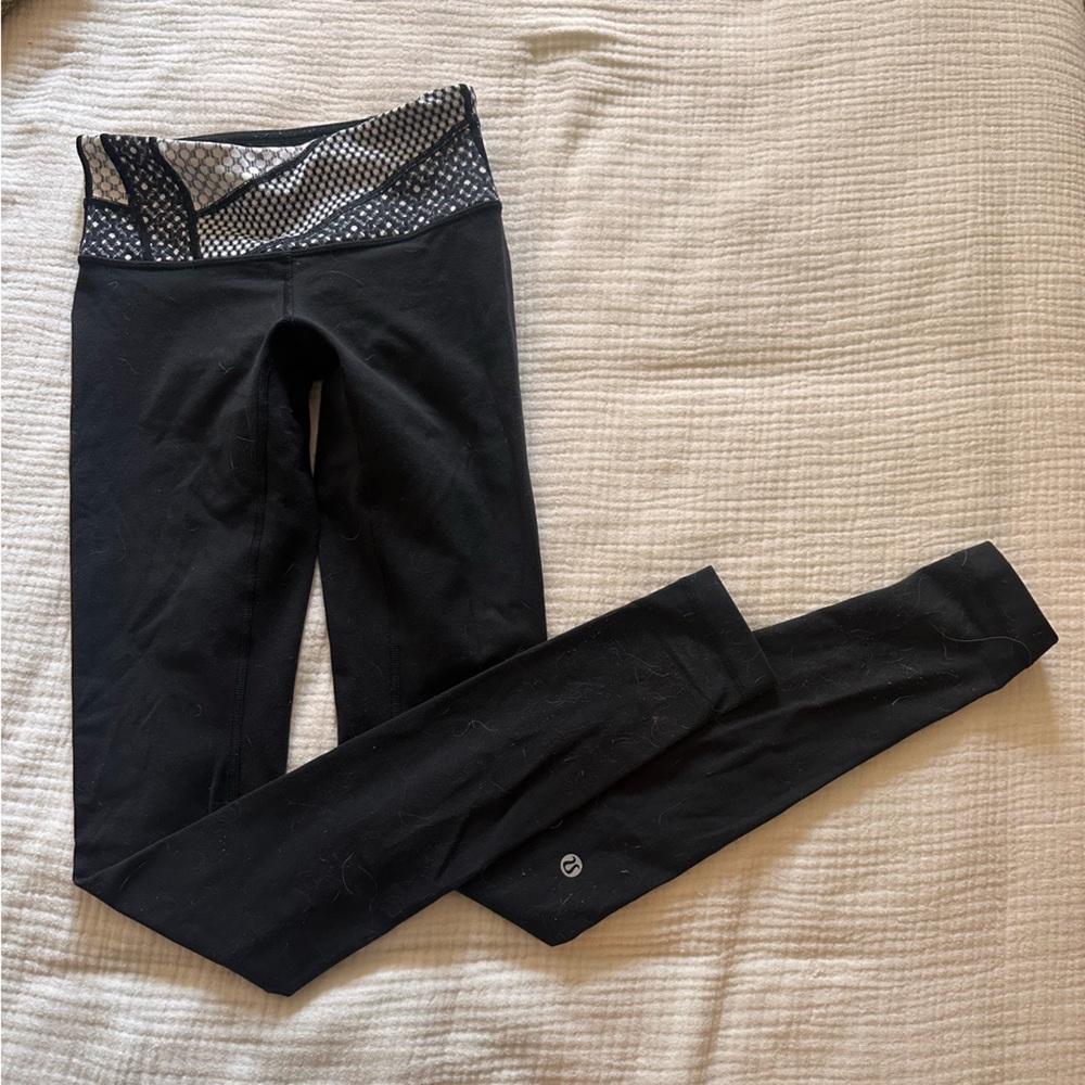 Black Lululemon Leggings with Waistband Detail